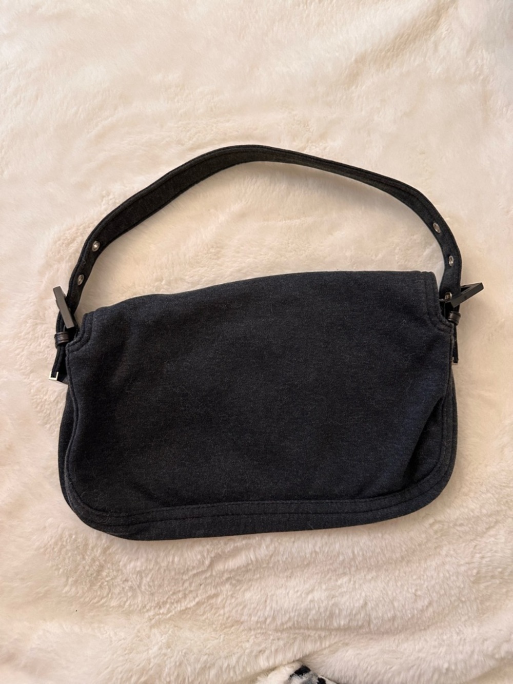 Fendi Baguette Charcoal Grey Cloth Shoulder Bag - Picture 2 of 9